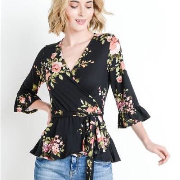 Tops - Floral Spring Wrap Top